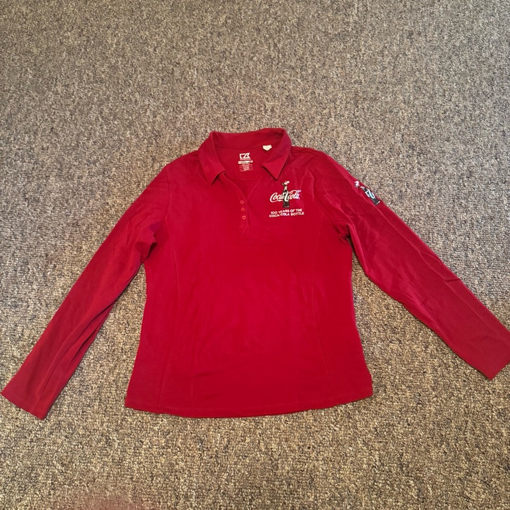 Coca Cola Embroidered Golf Polo Shirt‎ Men's Large Red,White